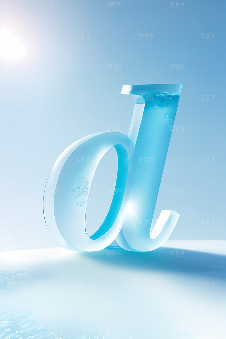 冰块字母透明质感艺术字