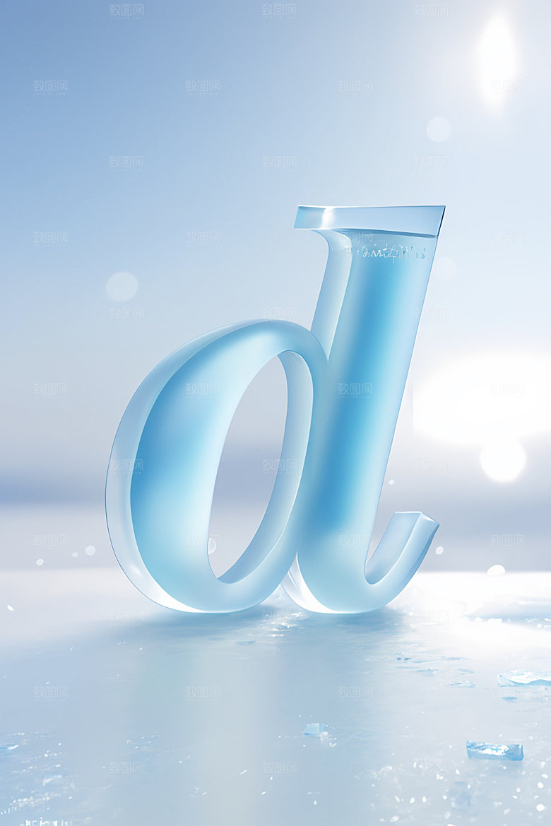 冰块字母质感3D艺术字
