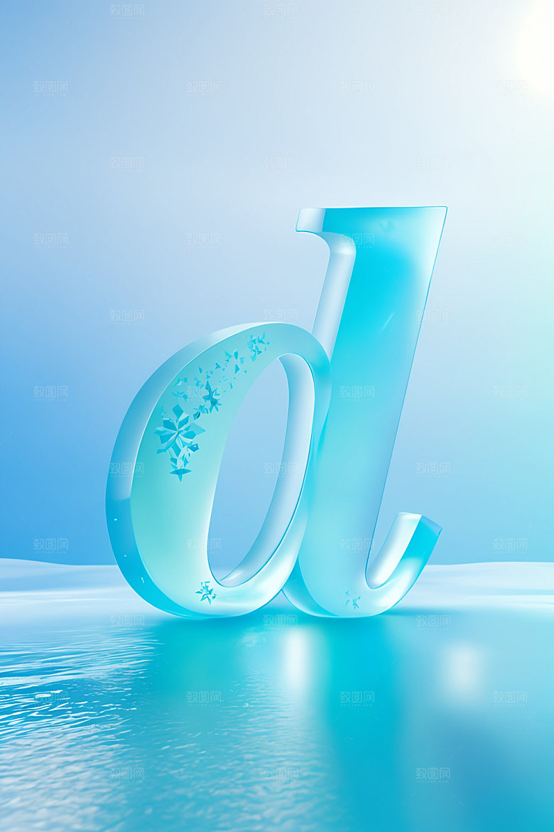 冰块字母英文透明艺术字