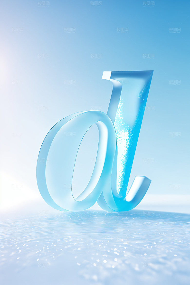 冰块字母3D透明艺术字