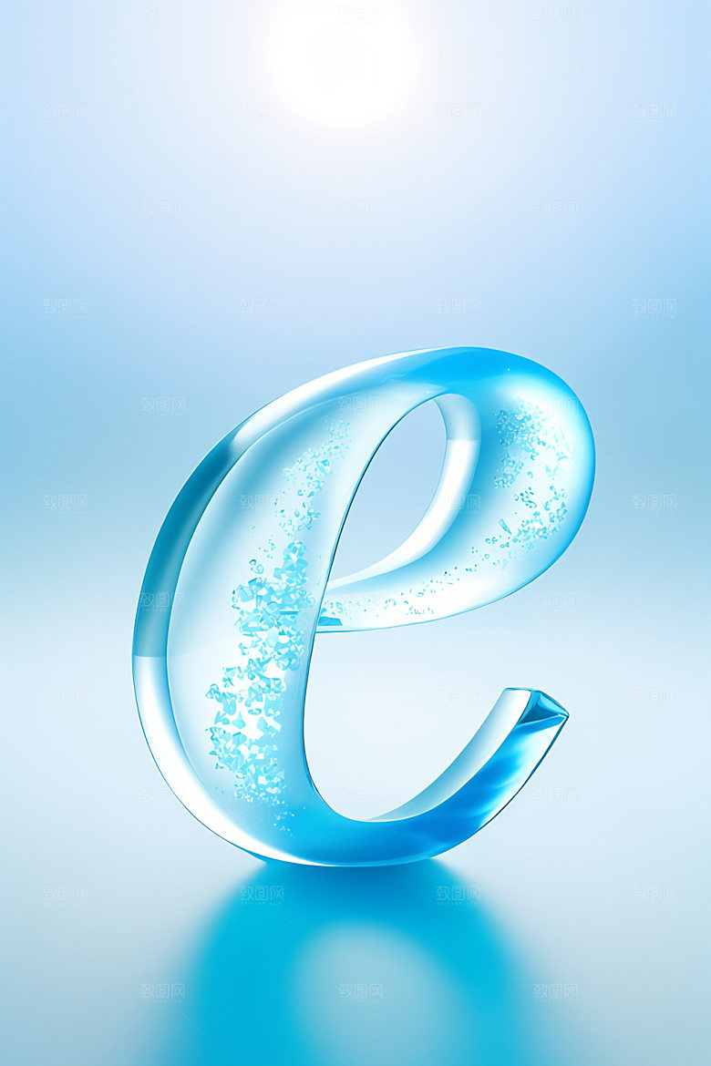 冰块字母通透质感艺术字