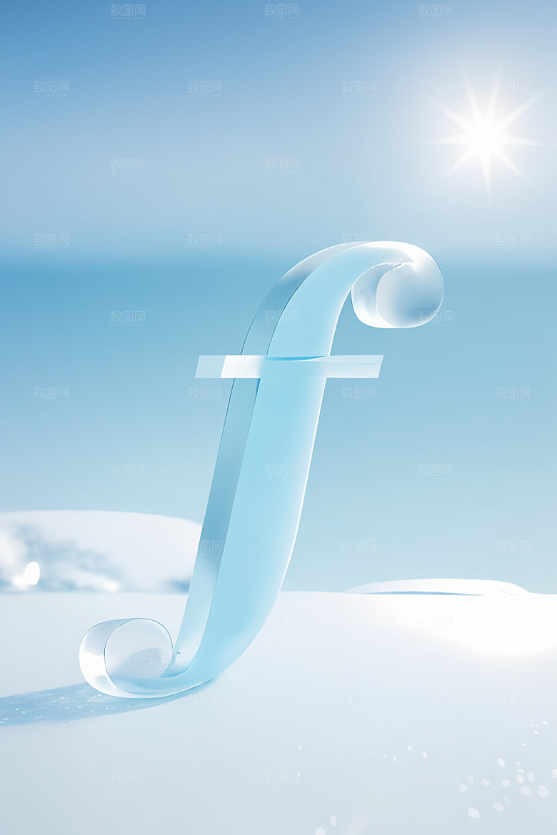 冰块字母清爽晶莹剔透艺术字