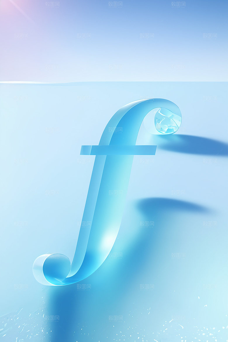 冰块字母透明3D艺术字