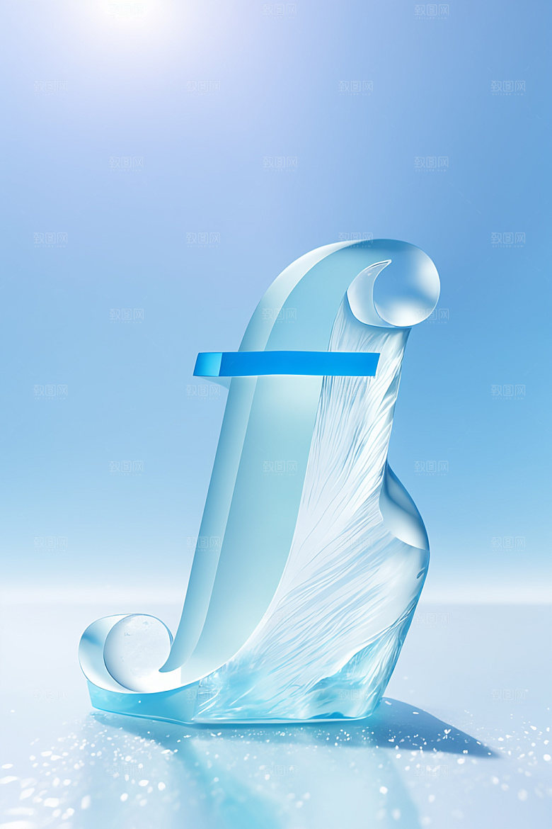 冰块字母3D透明艺术字