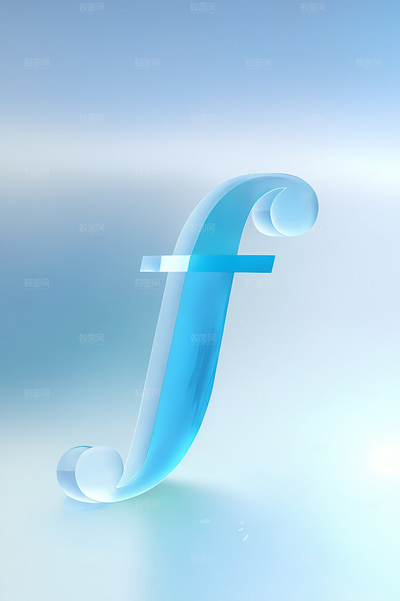 冰块字母晶莹剔透质感艺术字