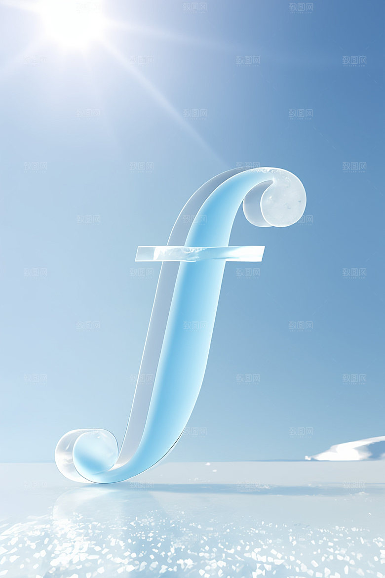 冰块字母创意质感艺术字
