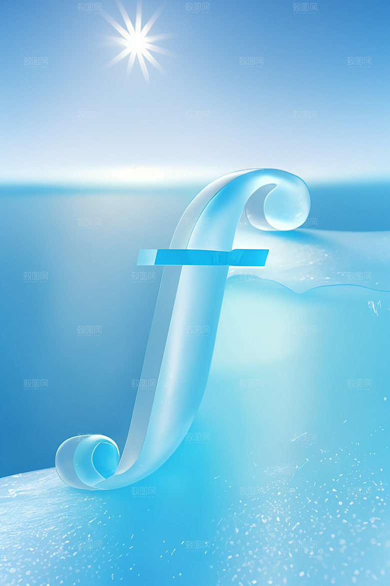 冰块字母清爽玻璃艺术字