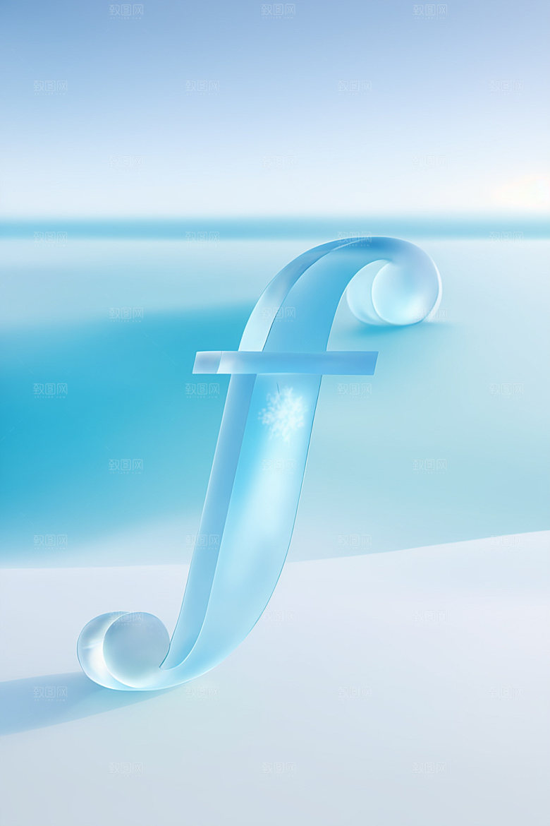 冰块字母晶莹剔透立体艺术字