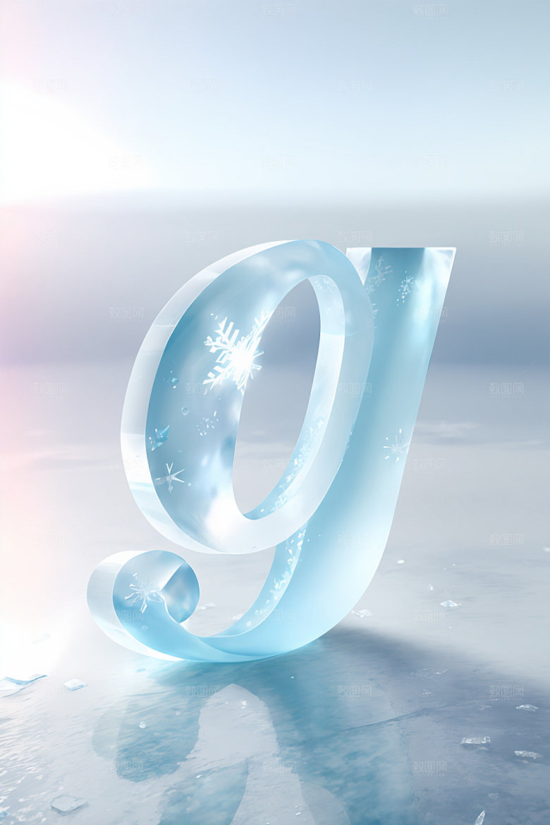 冰块字母英文3D艺术字