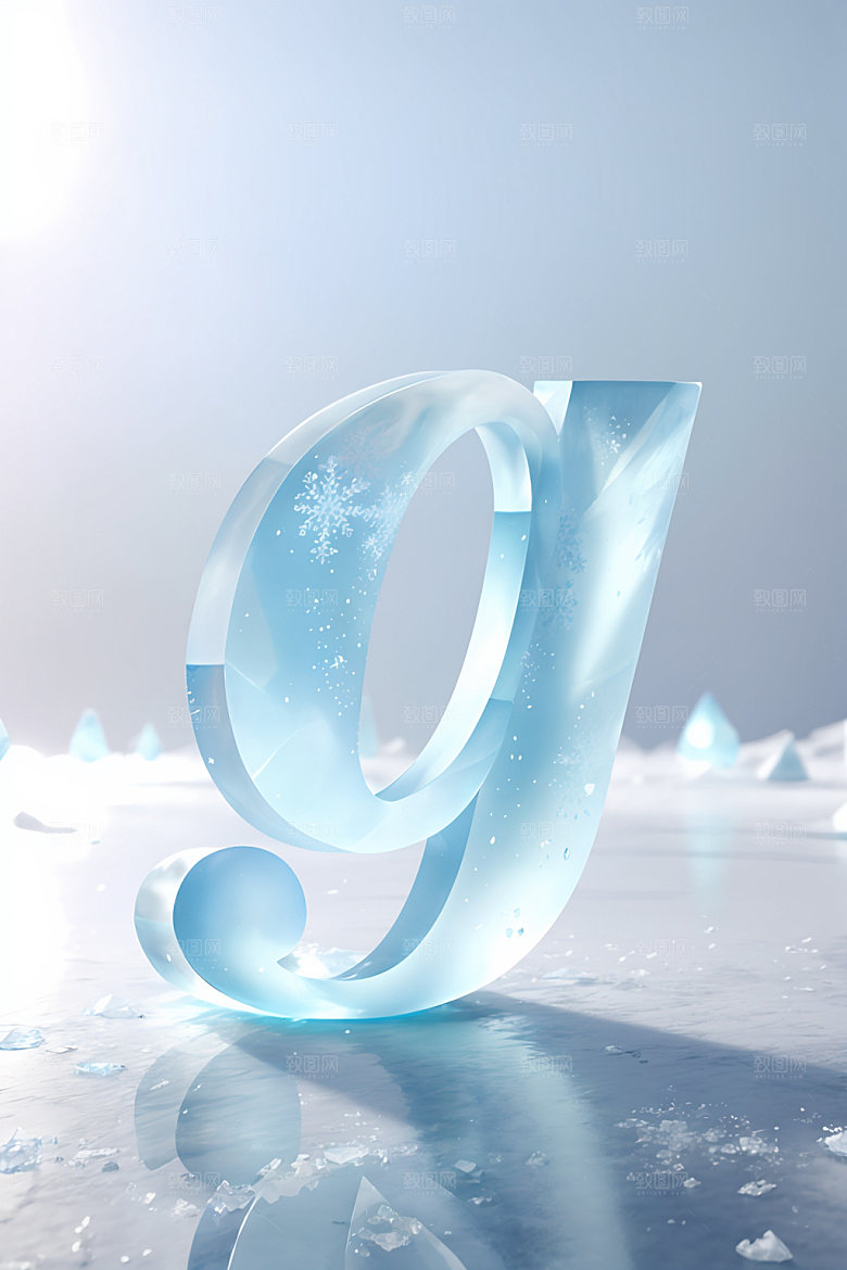 冰块字母3D通透艺术字