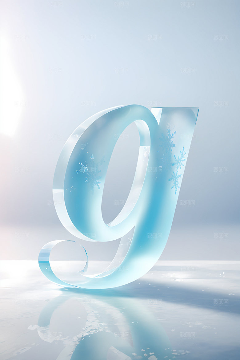 冰块字母3D透明艺术字