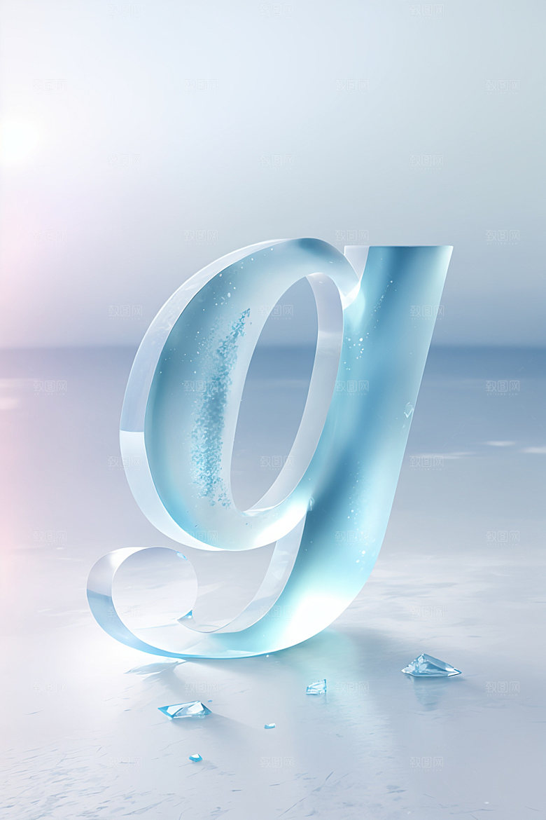 冰块字母晶莹剔透3D艺术字