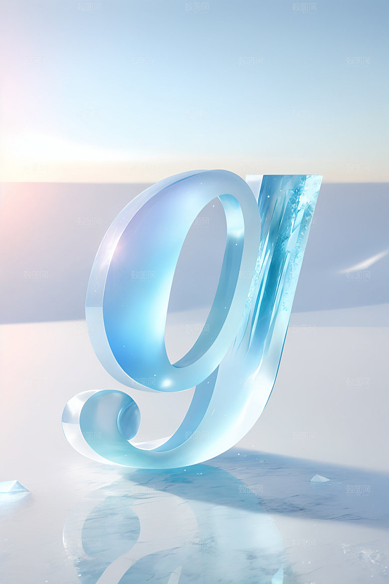 冰块字母3D清爽艺术字