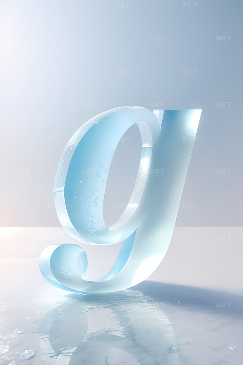 冰块字母玻璃英文艺术字