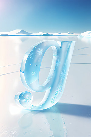 冰块字母通透英文艺术字
