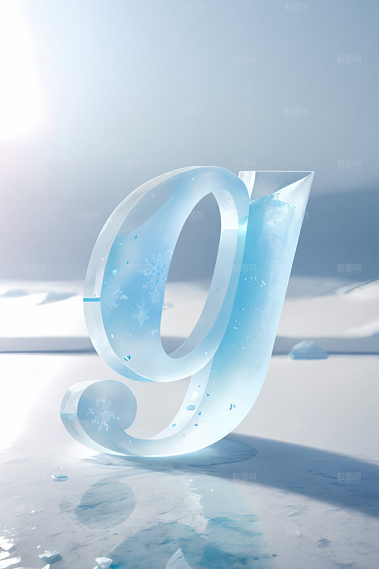 冰块字母质感3D艺术字
