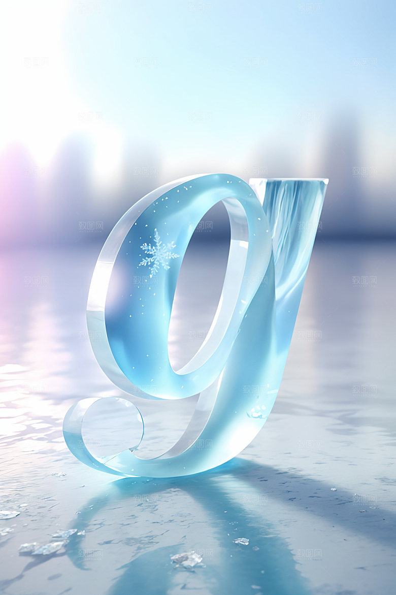 冰块字母通透3D艺术字
