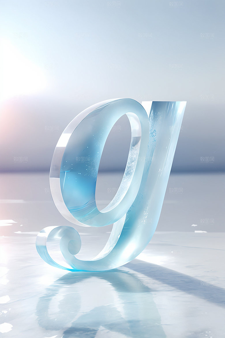 冰块字母立体质感艺术字