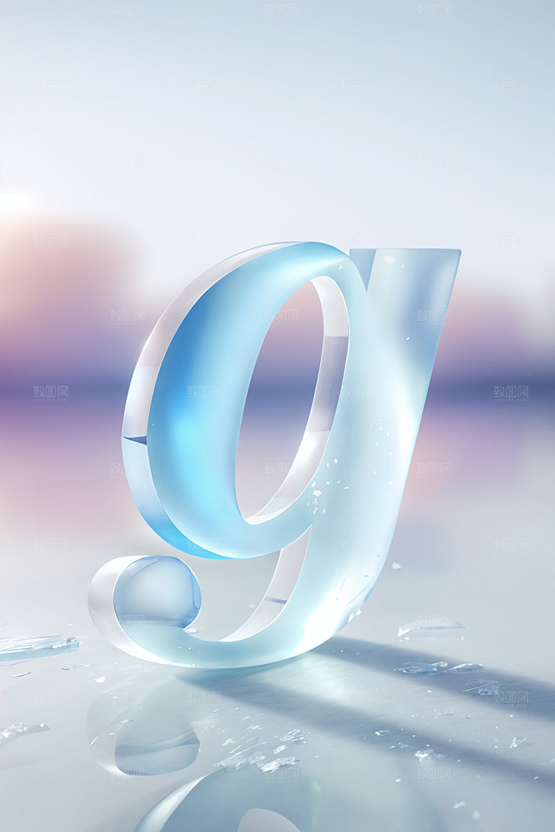冰块字母透明3D艺术字