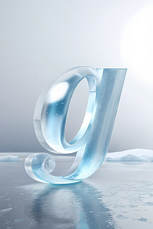 冰块字母质感透明艺术字