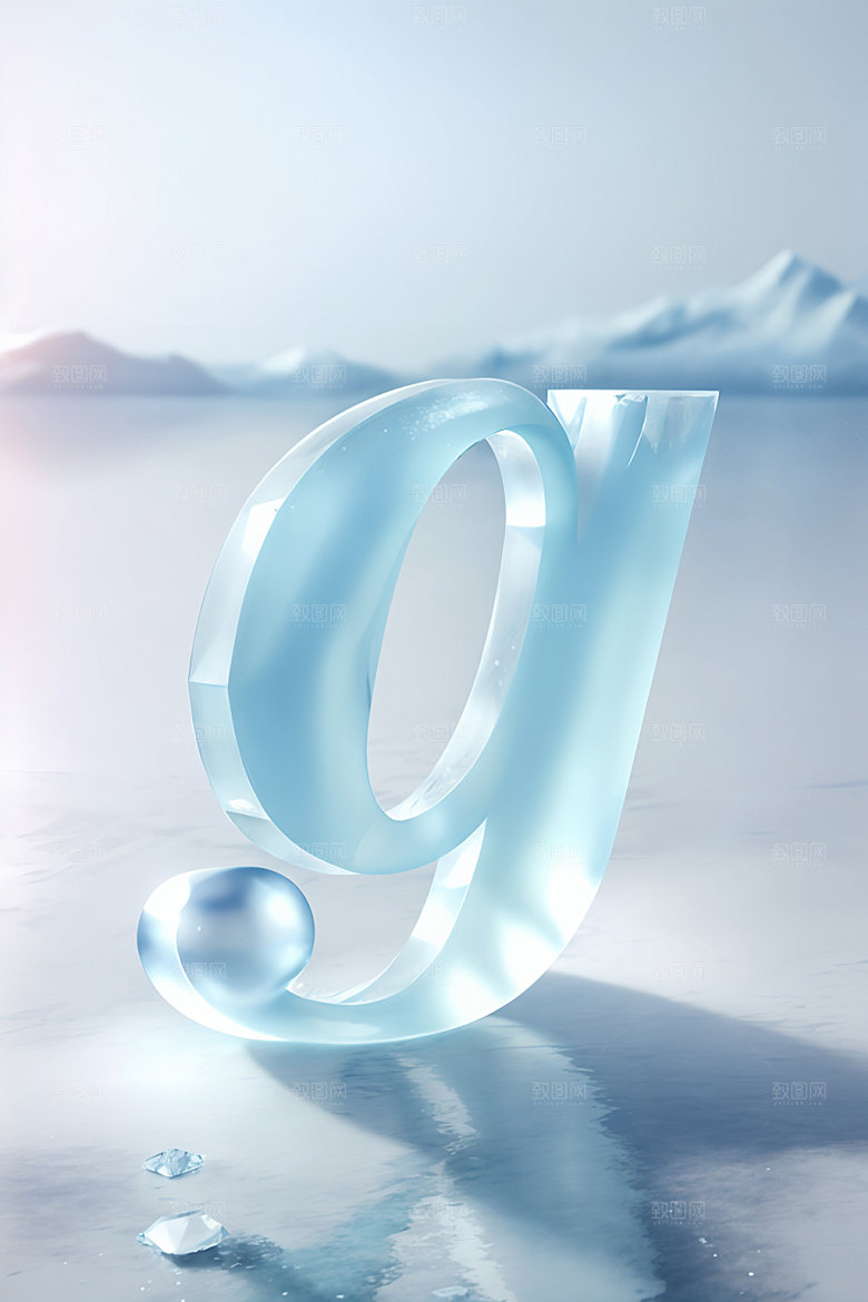 冰块字母3D创意艺术字