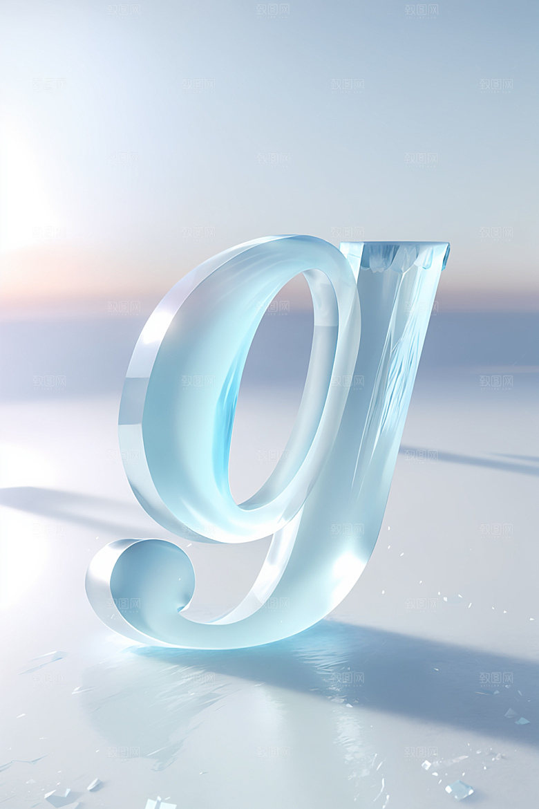 冰块字母3D质感艺术字