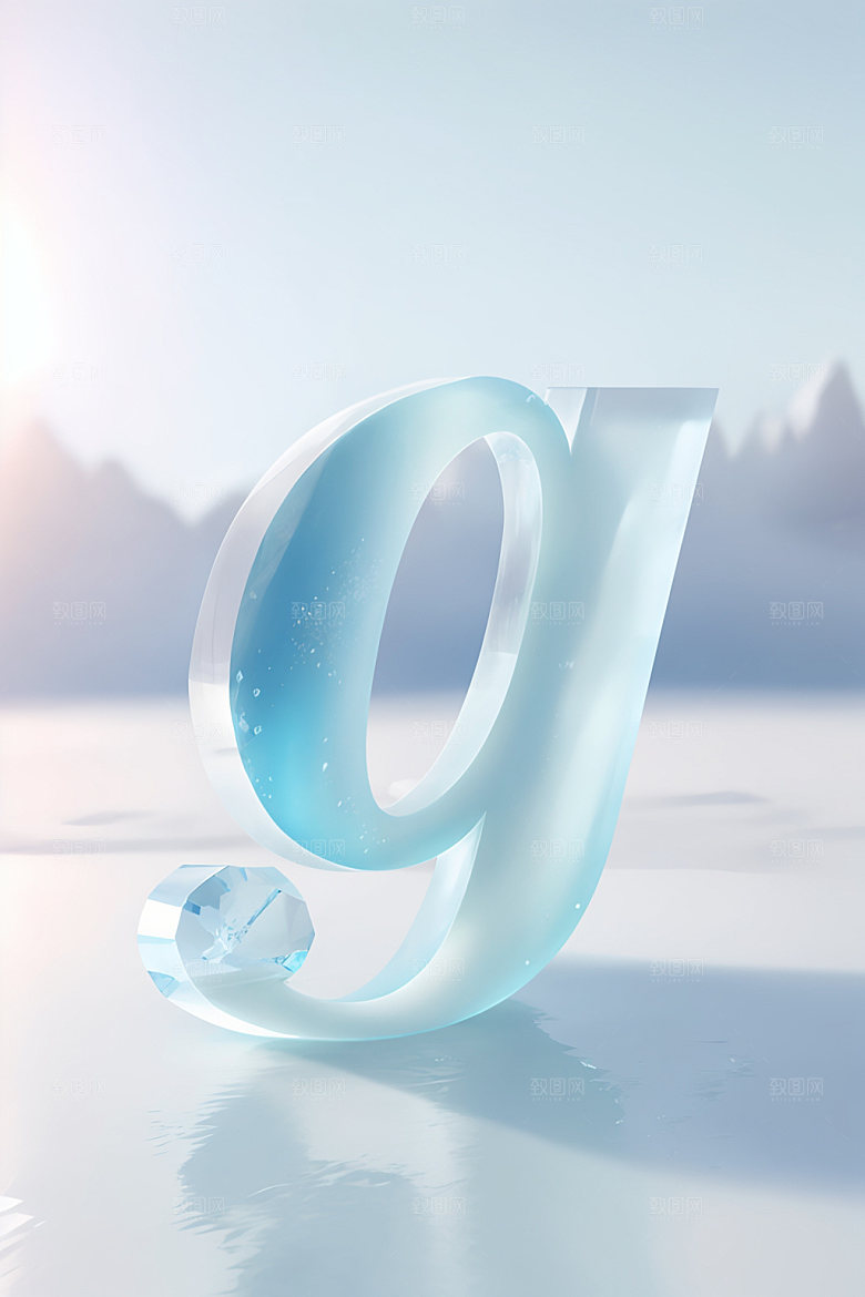 冰块字母清爽3D艺术字