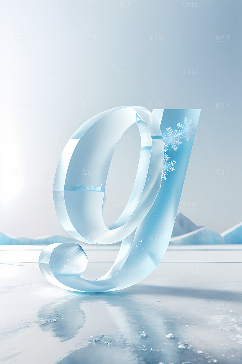 冰块字母3D通透艺术字