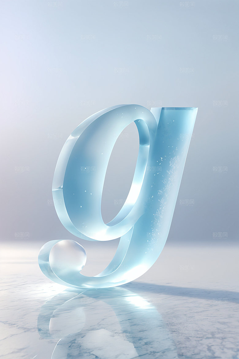 冰块字母质感透明艺术字