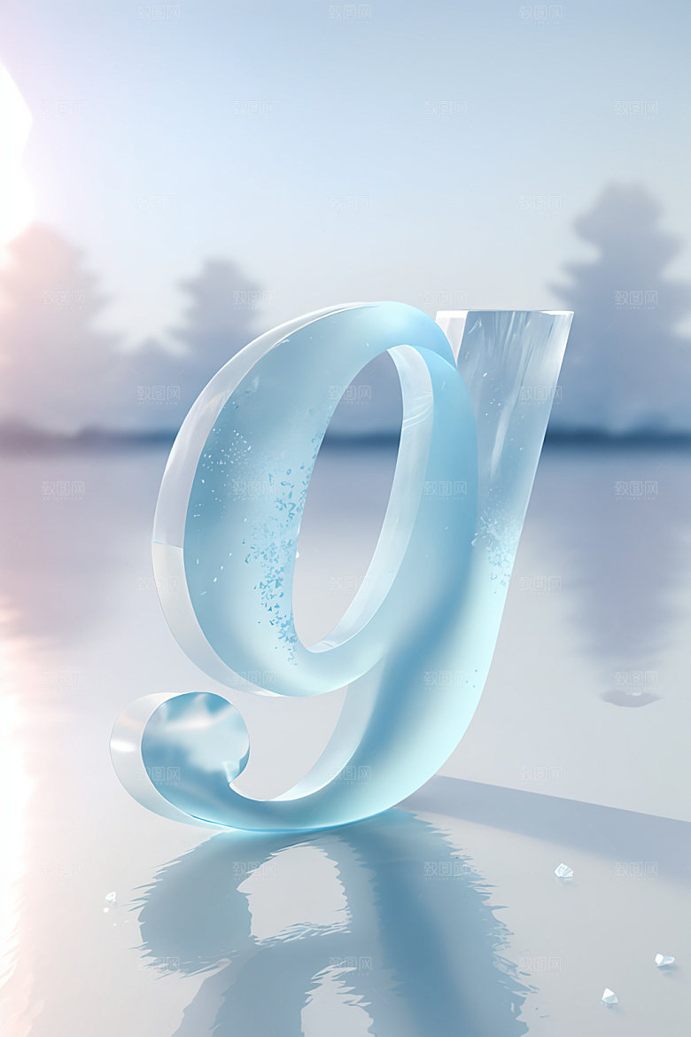 冰块字母晶莹剔透透明艺术字