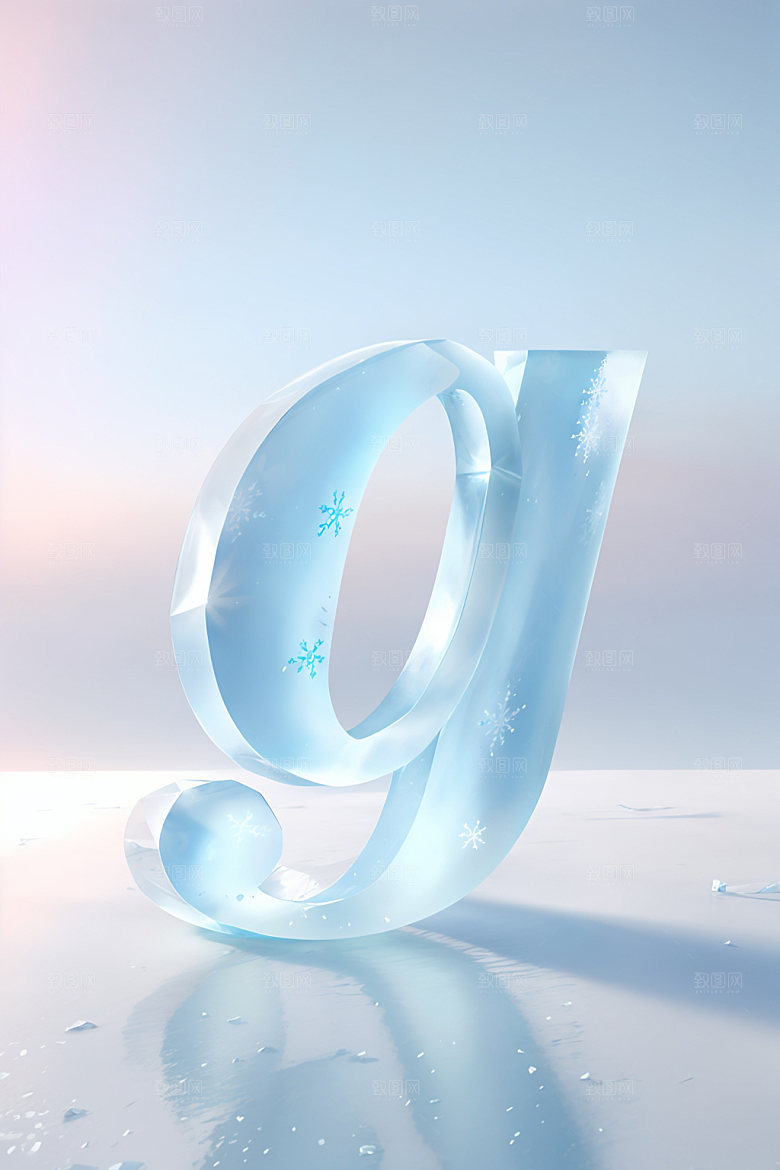 冰块字母质感3D艺术字