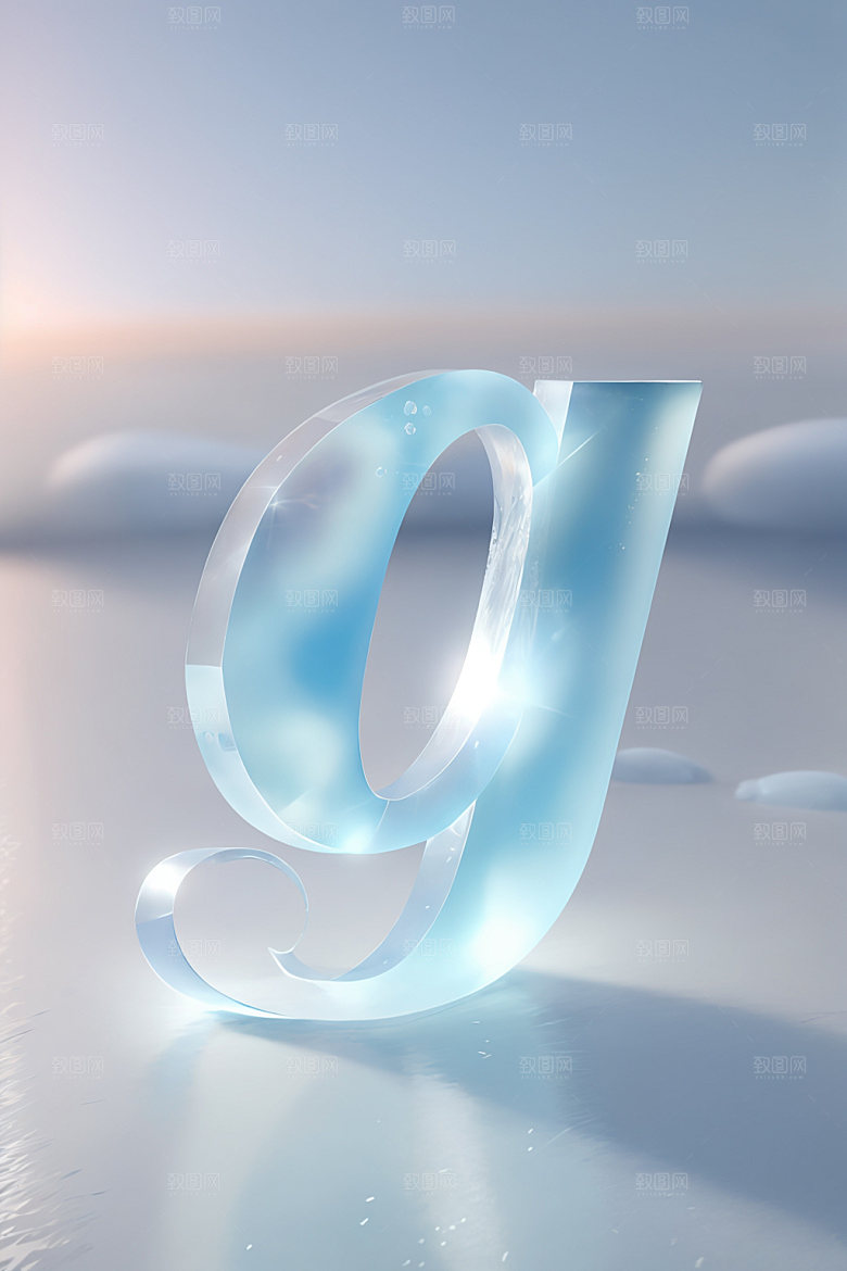 冰块字母清爽质感艺术字