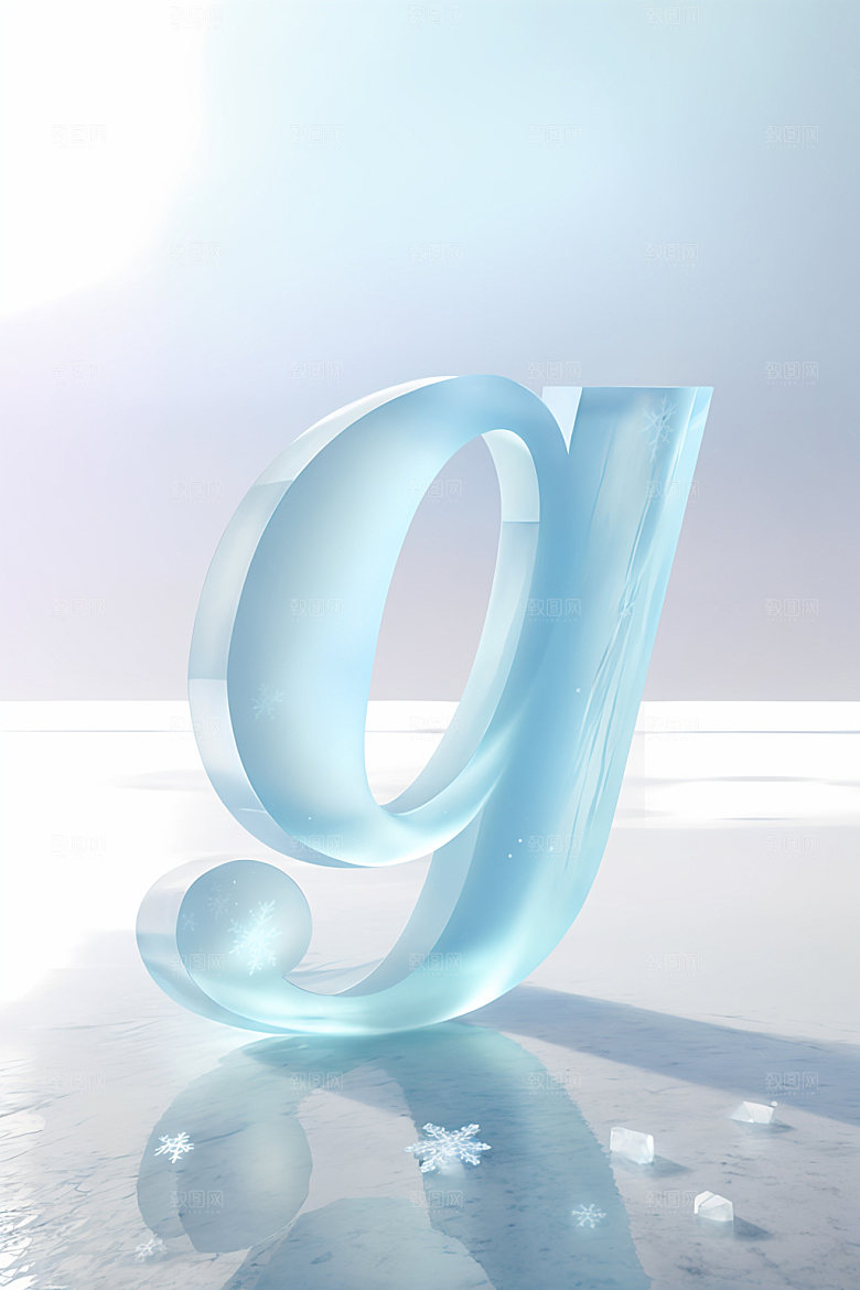 冰块字母清爽英文艺术字