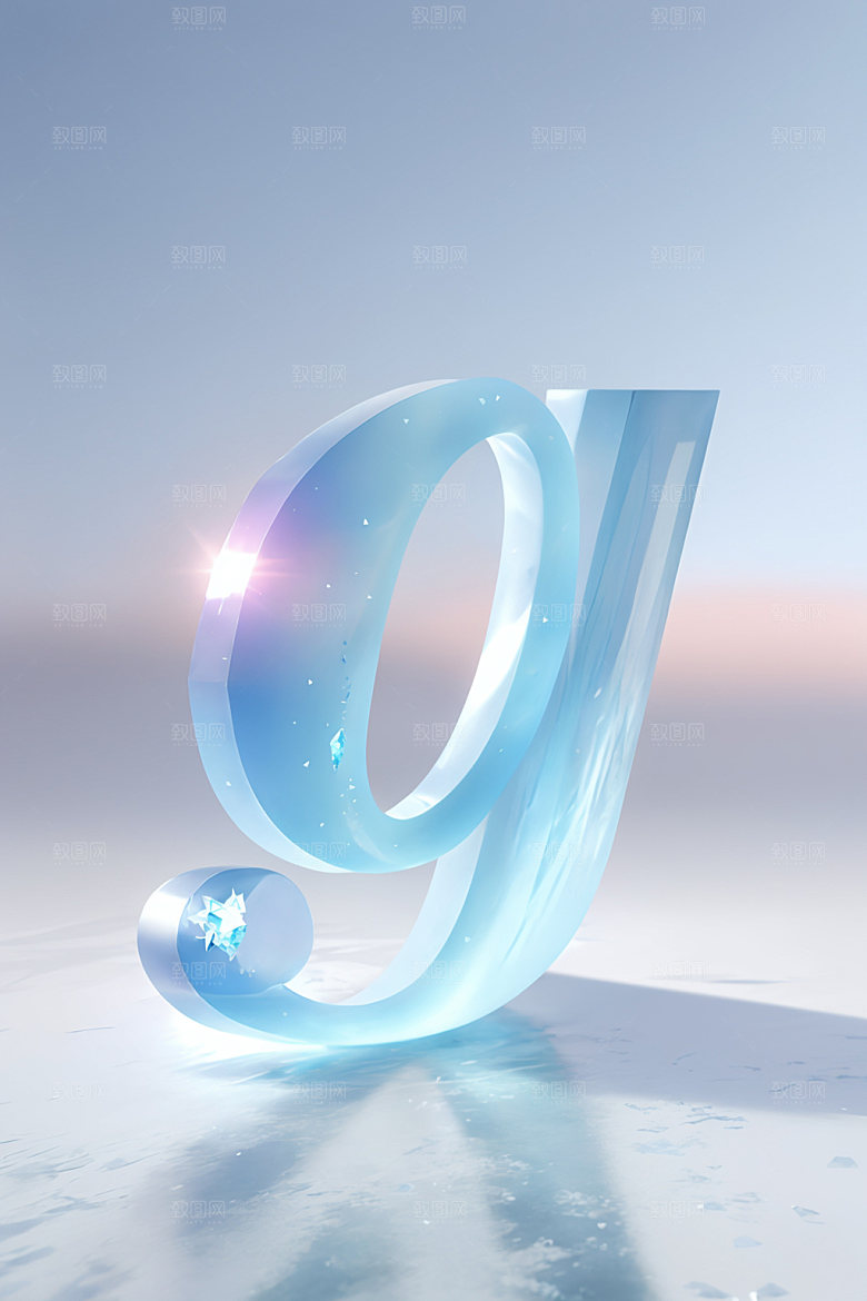 冰块字母玻璃质感艺术字
