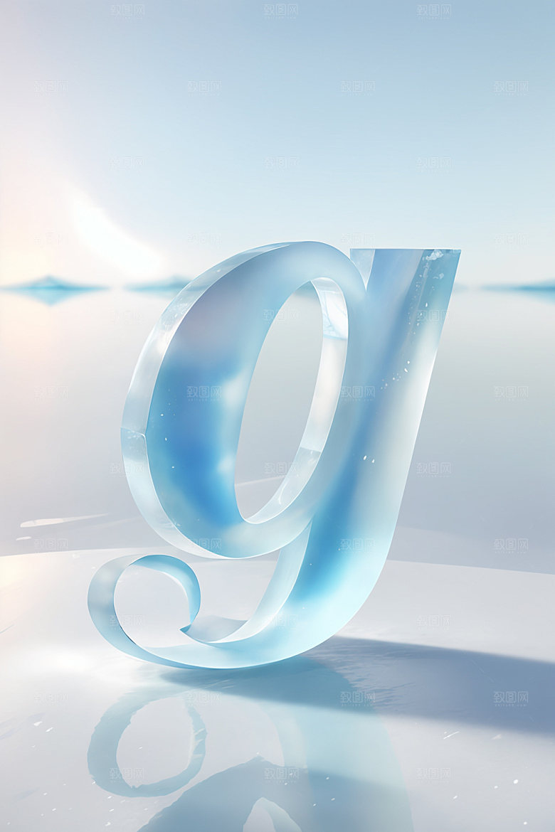 冰块字母3D晶莹剔透艺术字