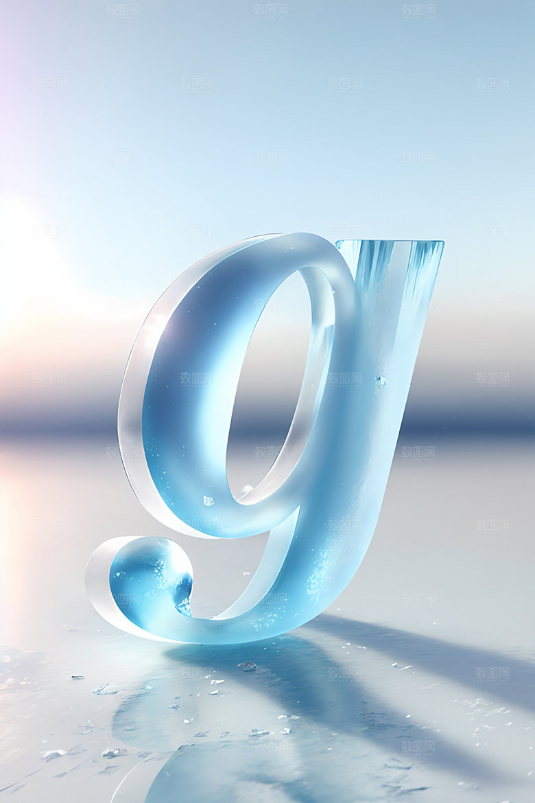 冰块字母3D晶莹剔透艺术字