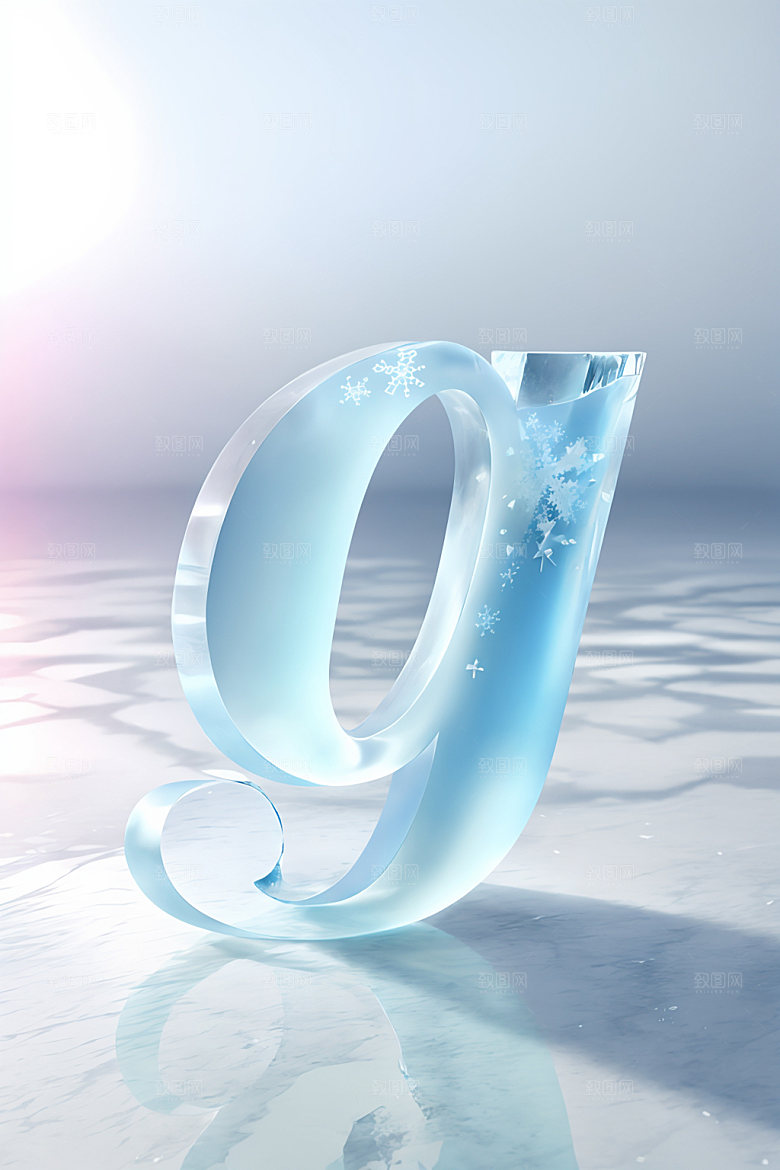 冰块字母3D晶莹剔透艺术字