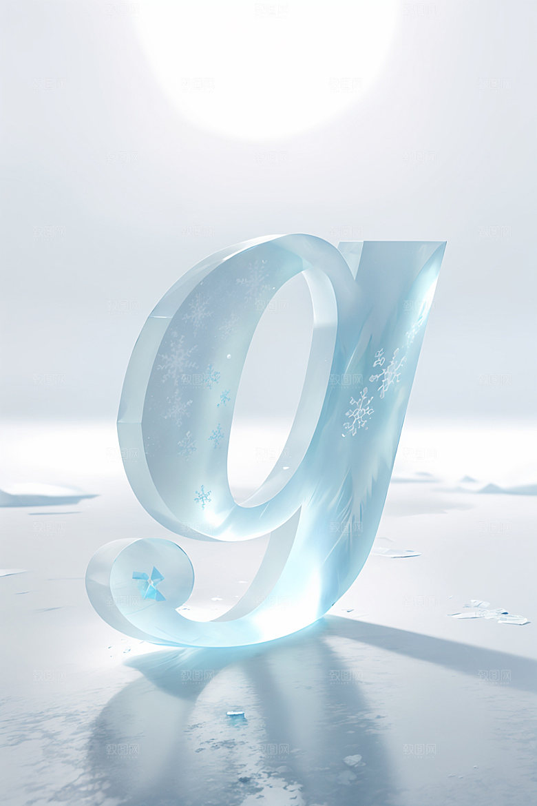 冰块字母通透清爽艺术字