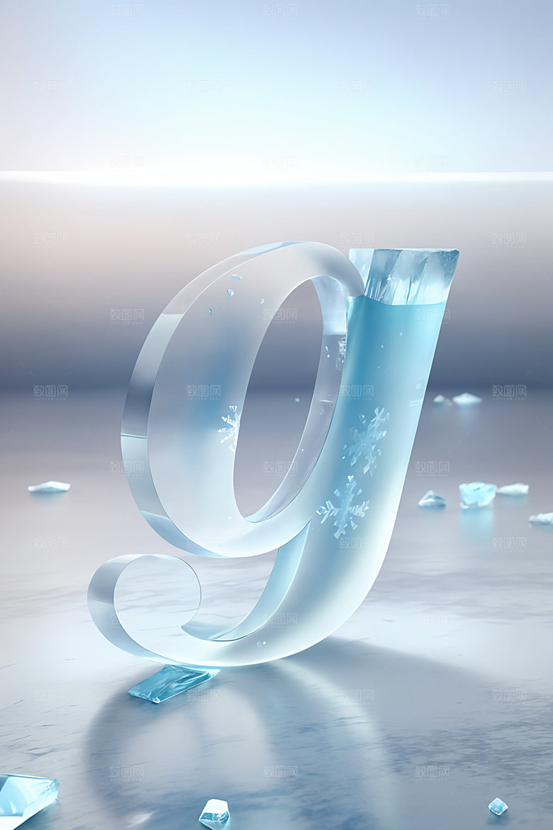 冰块字母透明3D艺术字