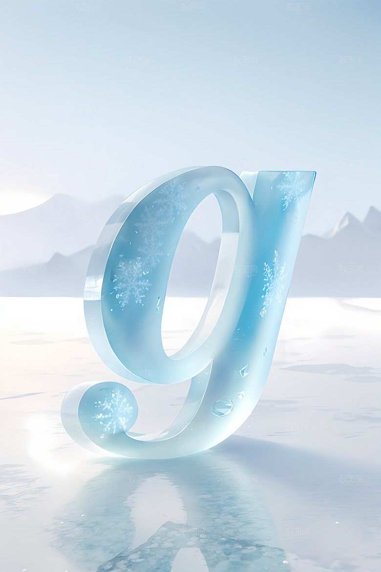 冰块字母3D清爽艺术字