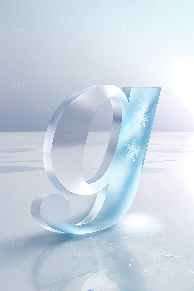 冰块字母3D清爽艺术字