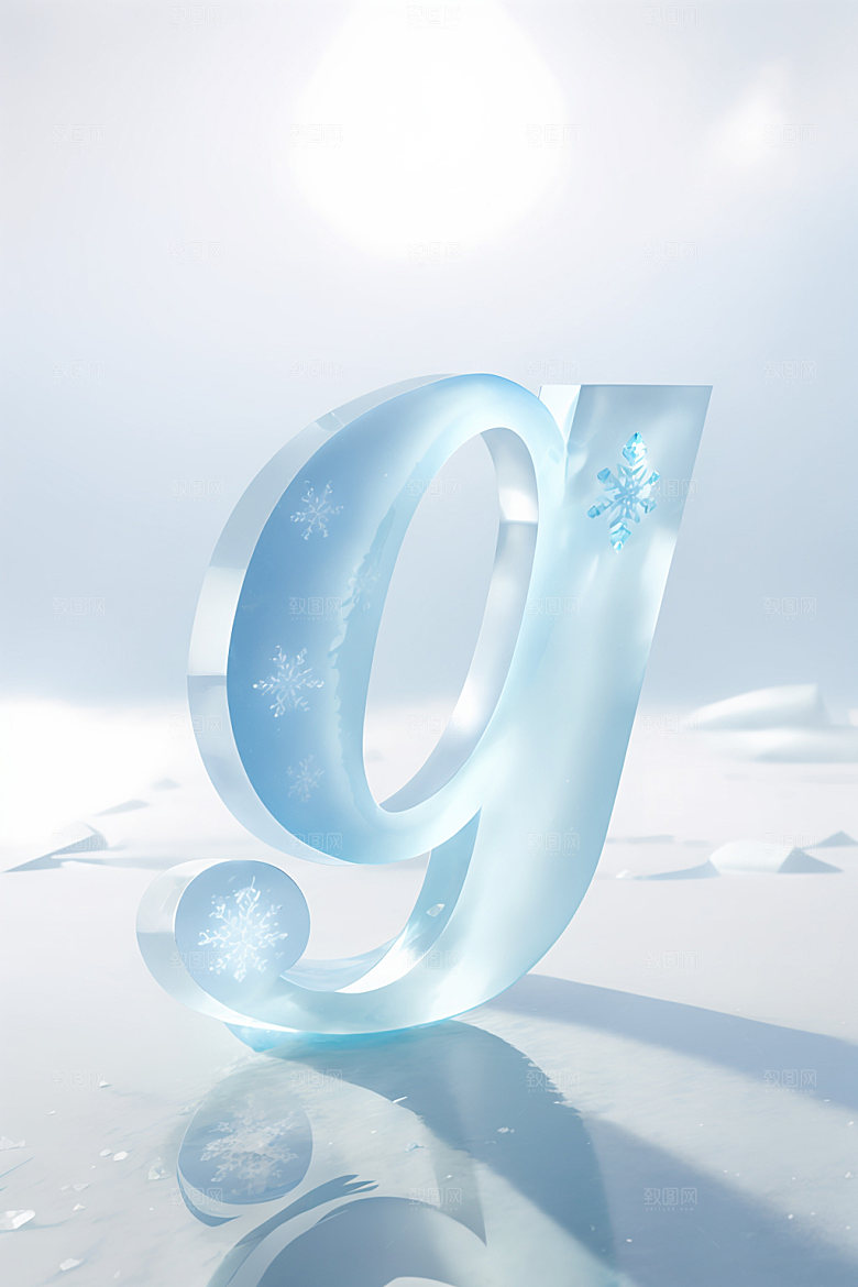 冰块字母玻璃英文艺术字