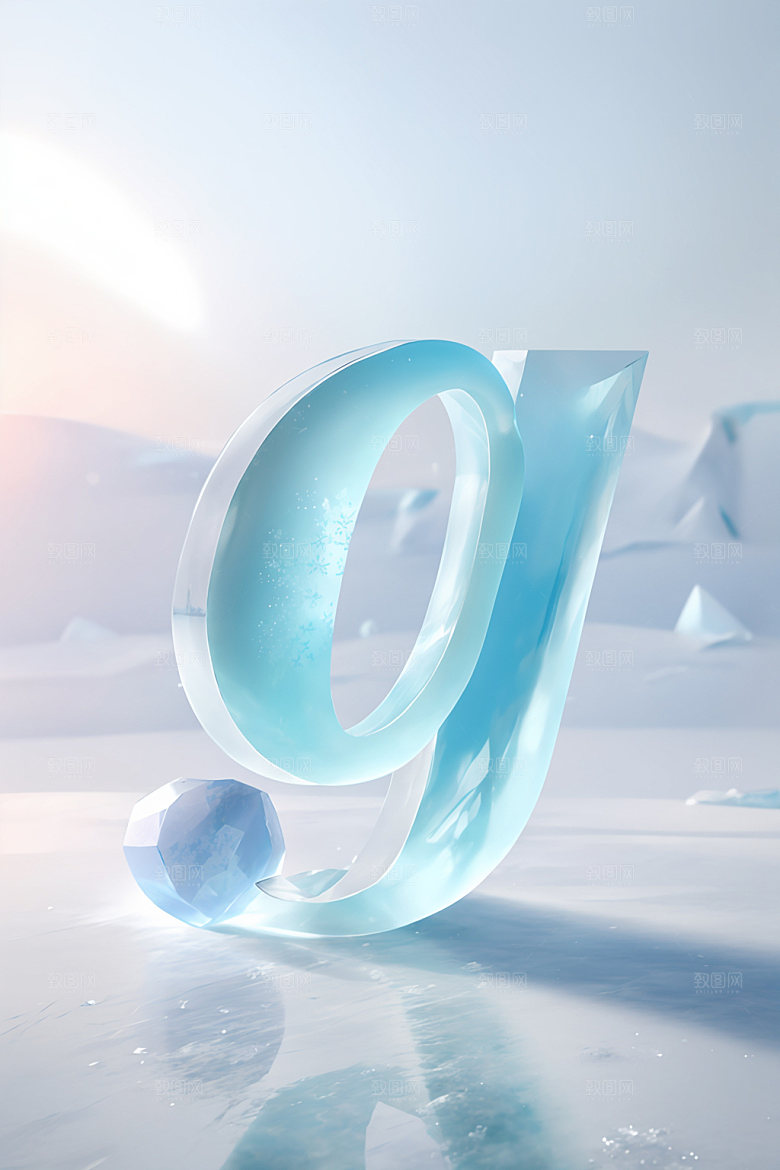 冰块字母透明3D艺术字