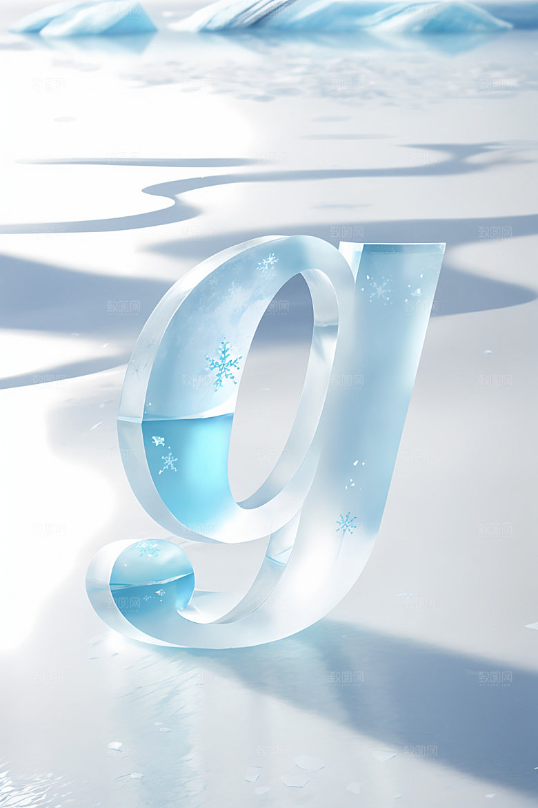 冰块字母3D质感艺术字