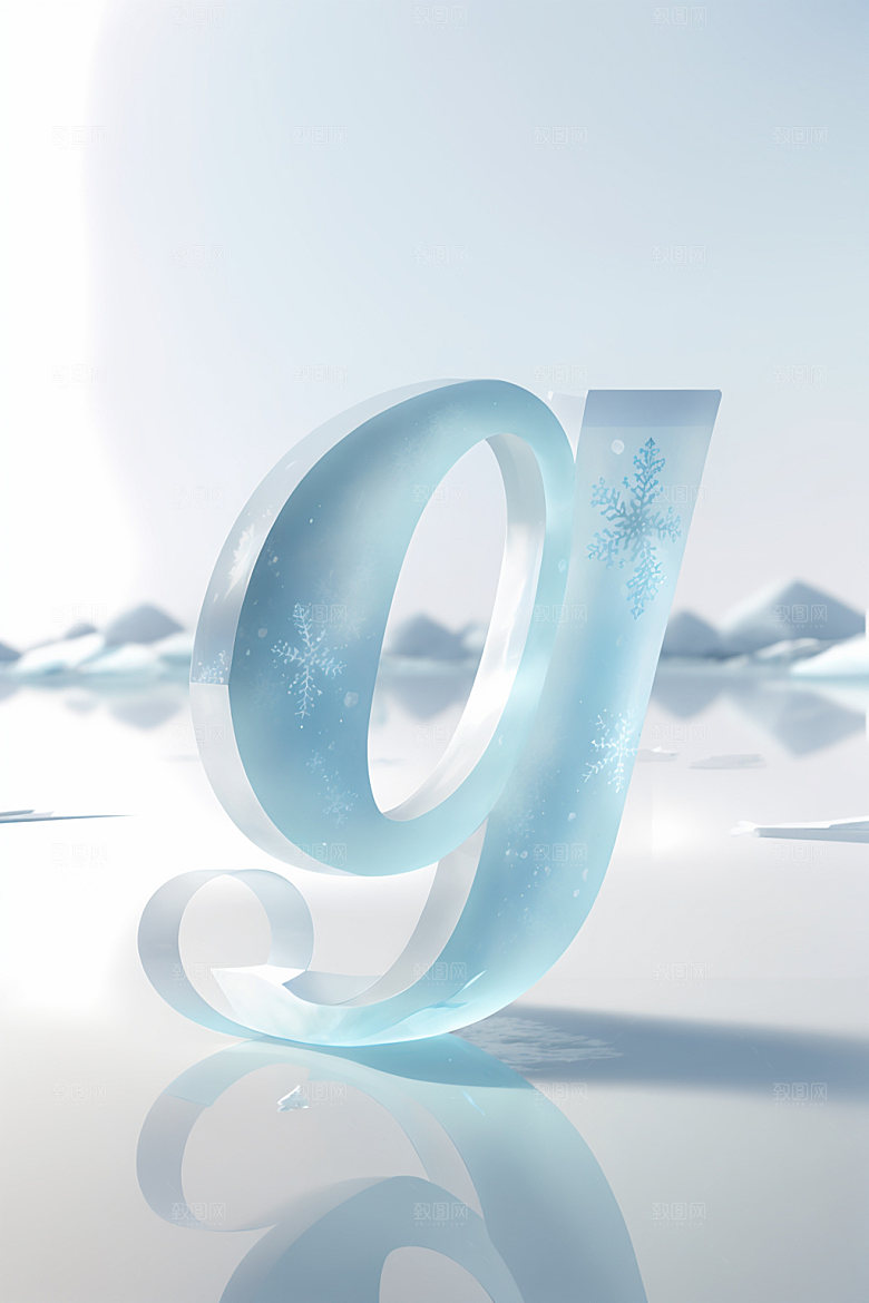 冰块字母英文通透艺术字