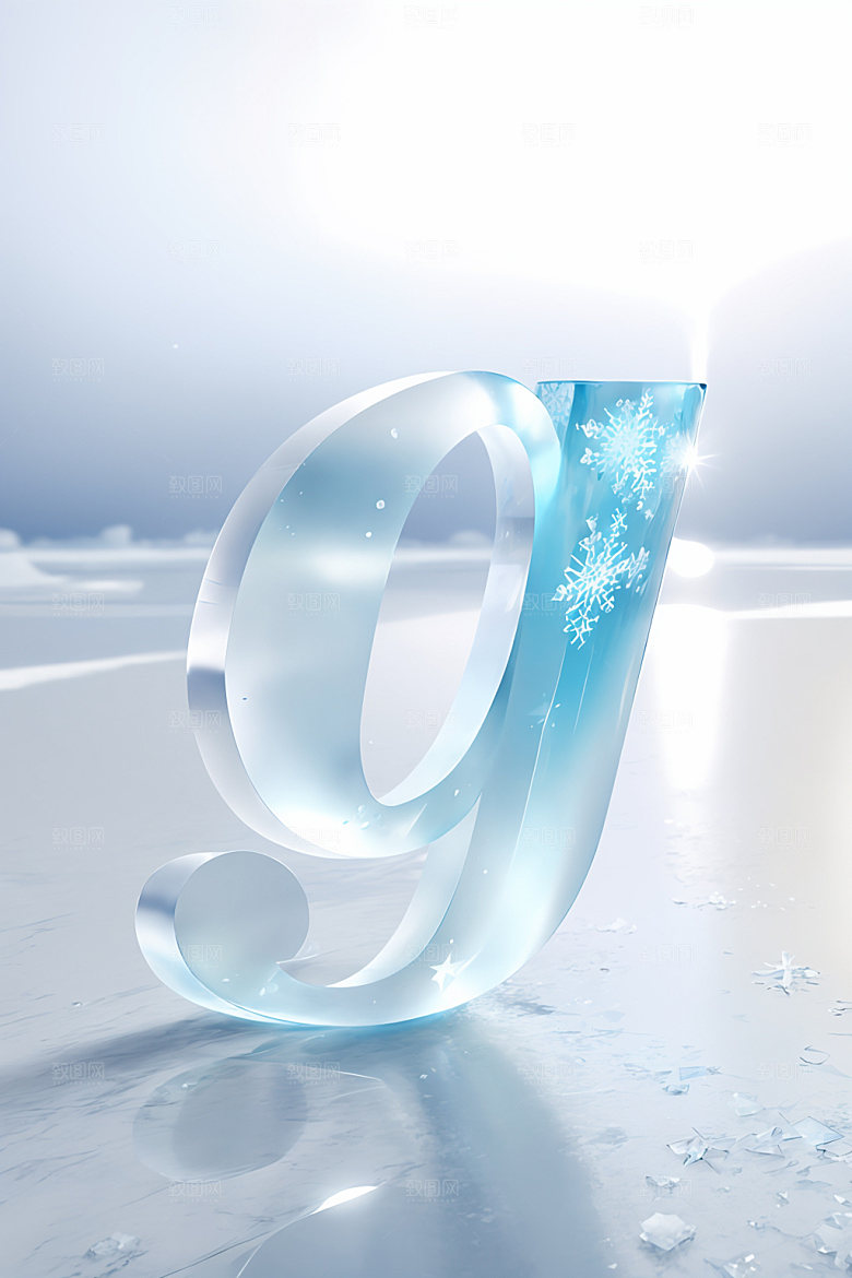 冰块字母3D透明艺术字