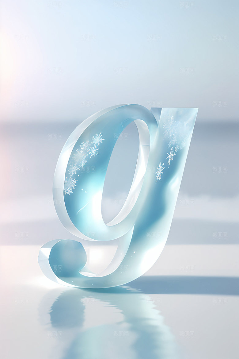 冰块字母质感英文艺术字