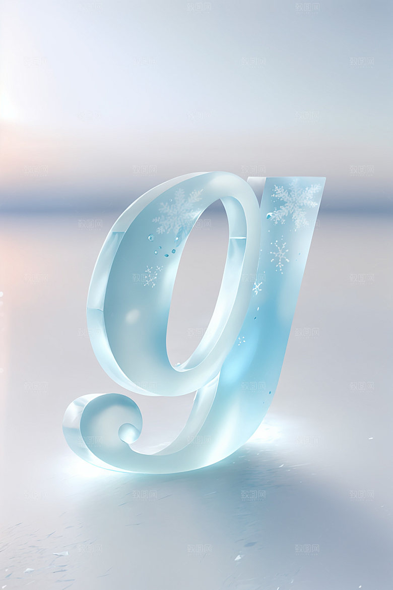 冰块字母清爽玻璃艺术字