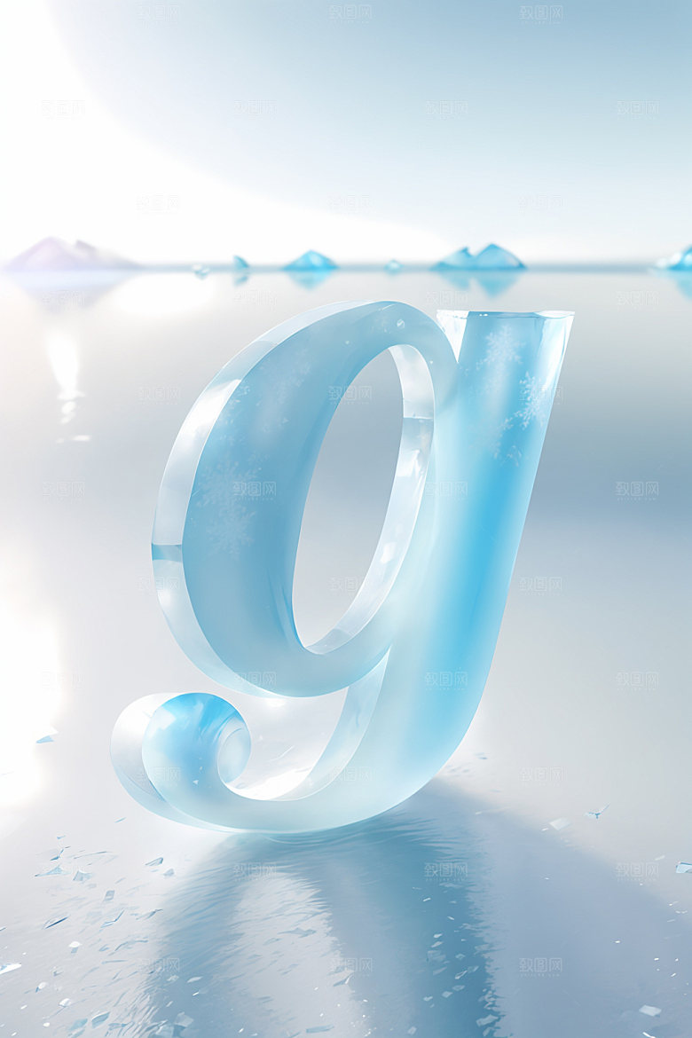 冰块字母通透3D艺术字