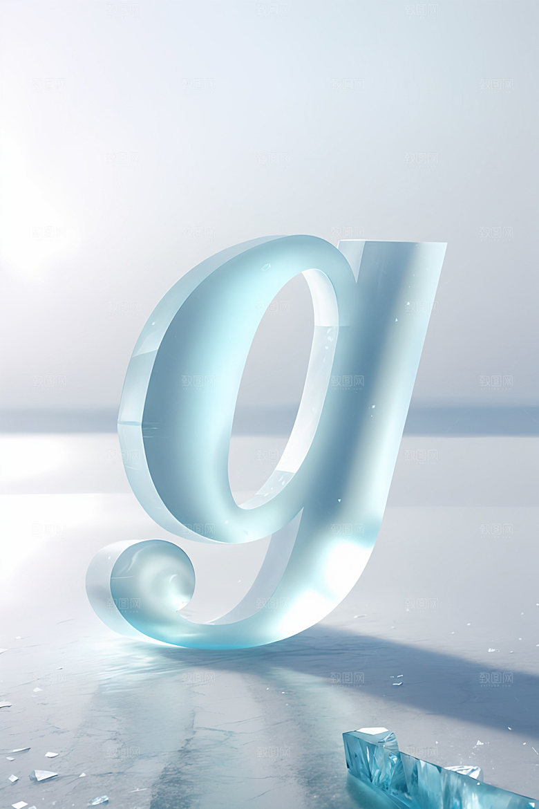 冰块字母晶莹剔透清爽艺术字